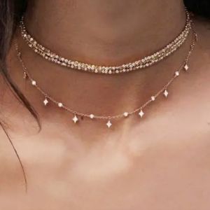 Layered chain chocker necklace